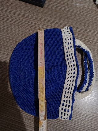 Borsa macramé donna blu e bianca