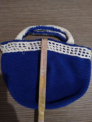 Borsa macramé donna blu e bianca