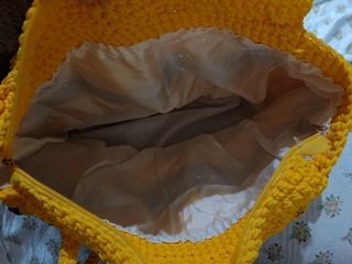 Borsa donna macramé giallo e blu