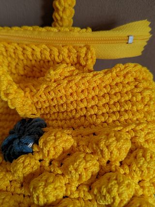 Borsa donna macramé giallo e blu