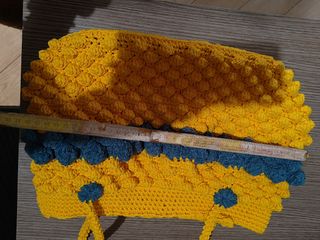 Borsa donna macramé giallo e blu