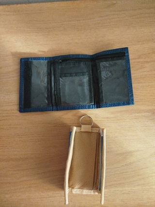 2 carteras billeteras monedas azul