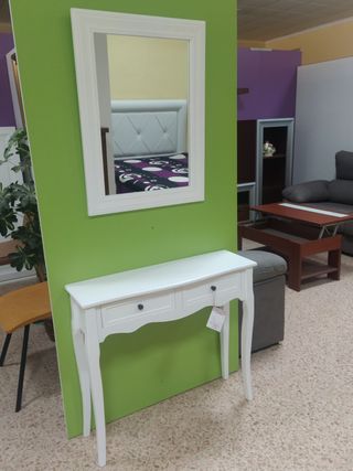 RECIBIDOR ISABELINO CON ESPEJO LACADO BLANCONUEVO