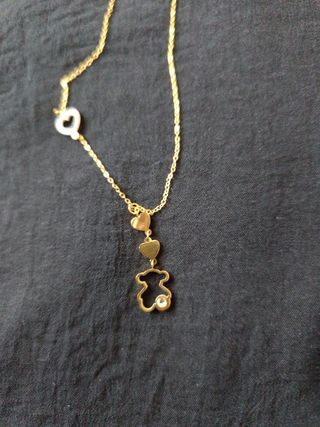 Cadena de acero con corazón y osito