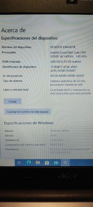 Portátil Acer Aspire 4810T