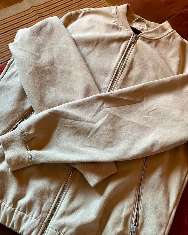 Giacca bomber in pelle scamosciata