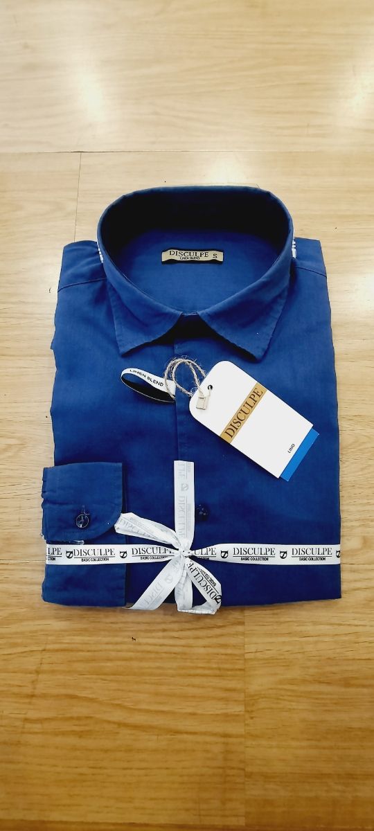 Camicia elegante uomo cotone lino sagomata