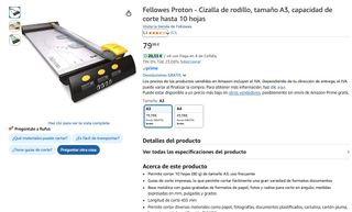 Fellowes Proton Cizalla de rodillo cortador papel