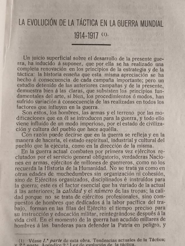 TÁCTICAS SOBRE LA GUERRA MUNDIAL TOLEDO AÑO 1918
