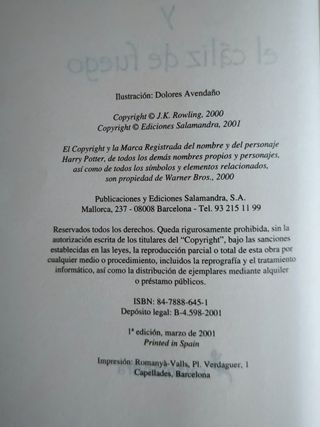 Harry Potter y el cáliz de fuego (primera edición)