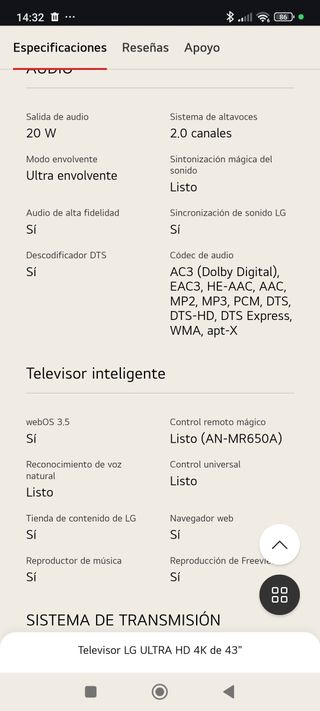 TV LG 4k 43uj635v