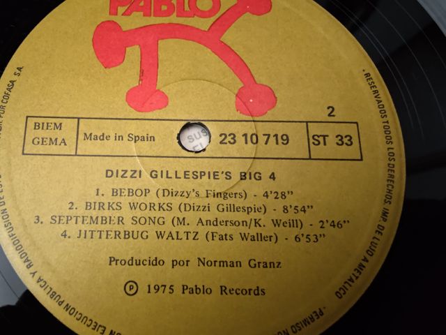 Vinilo Dizzy Gillespie´s Big 4
