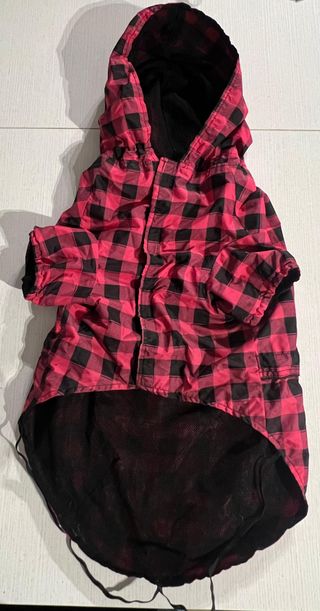 Impermeabile con cappuccio quadri per cani