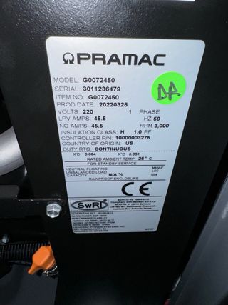 Generador PRAMAC Gas natural o GLP nuevo!!