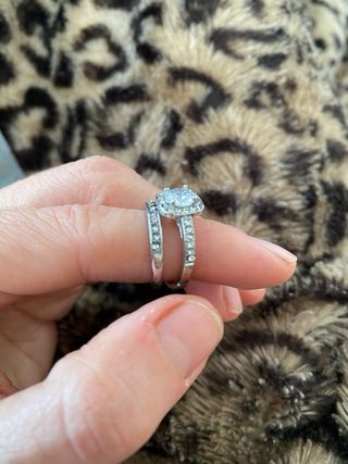 Anillo circonita + sortija plateada talla 5