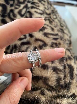 Anillo circonita + sortija plateada talla 5