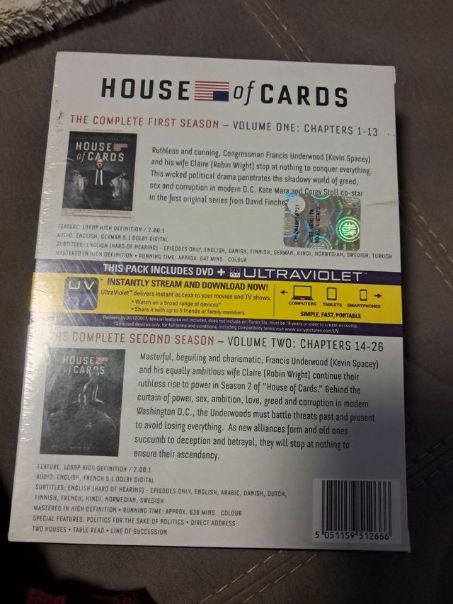 First and second seasons House of cards