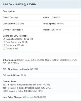 Procesador Intel Pentium i5-3470 socket LGA 1155