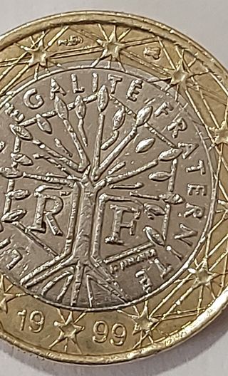 moneda 1 euro 1999 Republica Francesa con errores
