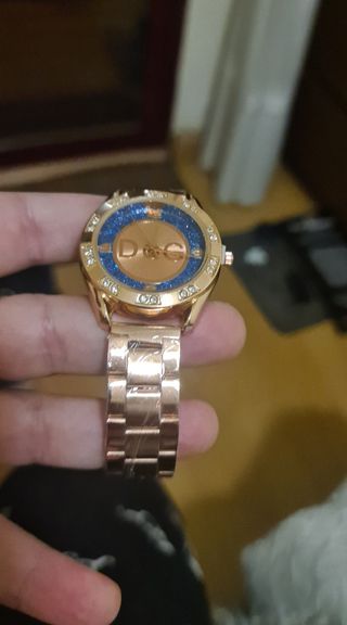 Reloj de Cuarzo de Acero DQG de Mujer Rosa y Azul
