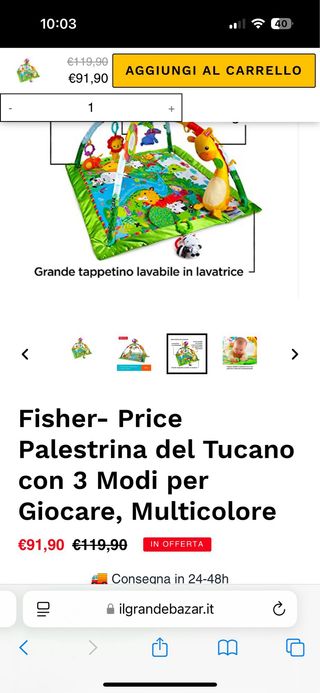 Gimnasio bebé  MUSICAL fisherprice con juguetes