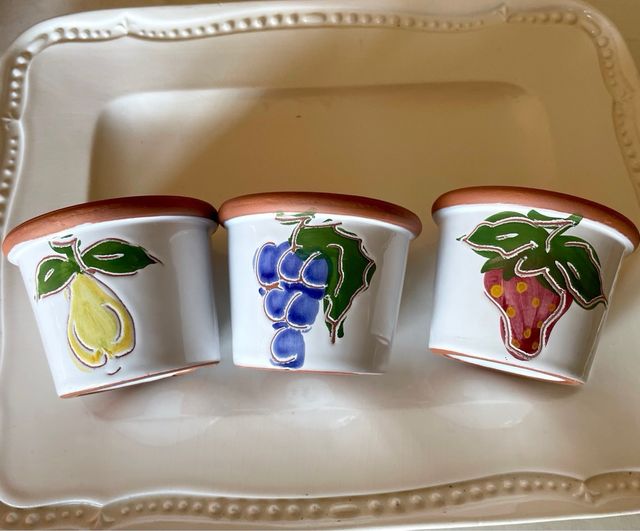 Set 3 vasetti in terracotta dipinta a mano 