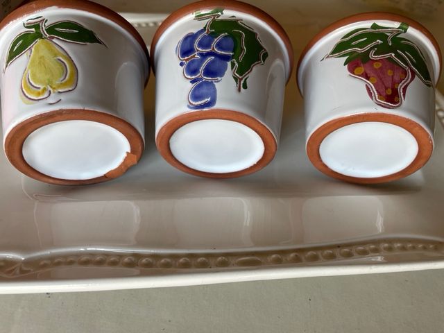 Set 3 vasetti in terracotta dipinta a mano 