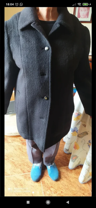 Abrigo Chaquetón lana mujer paño negro 52