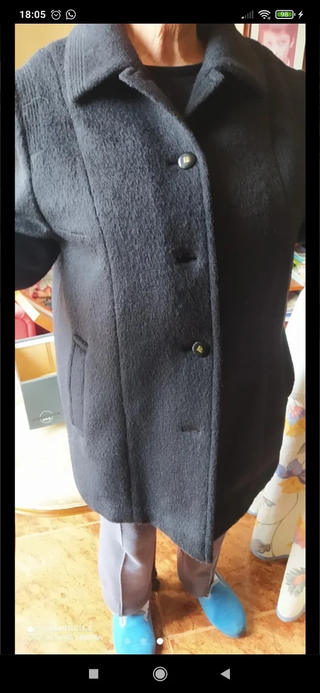 Abrigo Chaquetón lana mujer paño negro 52