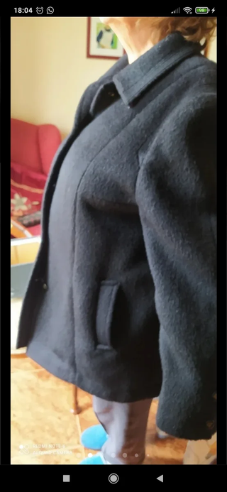 Abrigo Chaquetón lana mujer paño negro 52