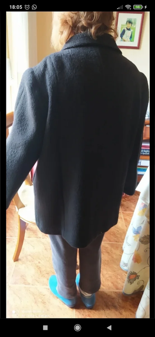 Abrigo Chaquetón lana mujer paño negro 52