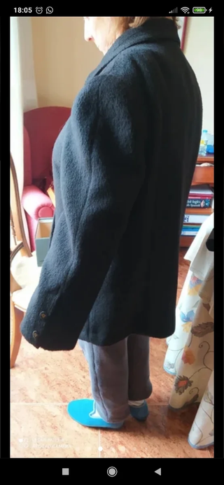 Abrigo Chaquetón lana mujer paño negro 52