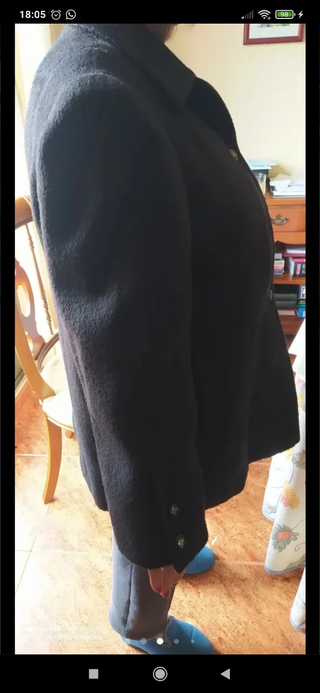 Abrigo Chaquetón lana mujer paño negro 52