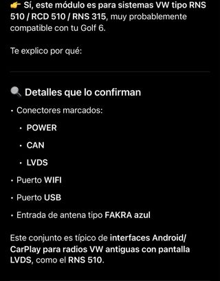 Interfaz CarPlay Android para VW Golf Polo Tiguan