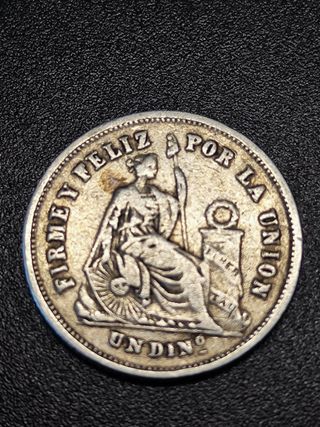 1 Dinero. 1864. Lima. Plata 900. Escasa