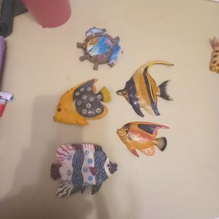 5  magneti con pesci tropicali vintage