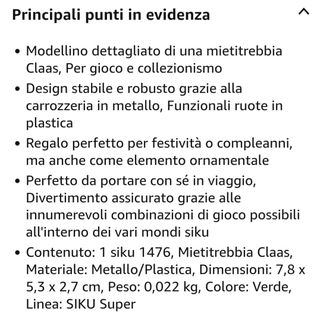 Siku 1476 Claas Lexion 760 mietitrebbia