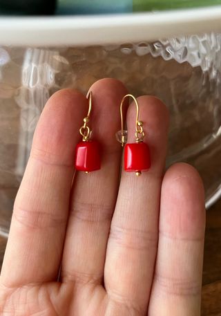 Pendientes coral rojo natural y auténtico