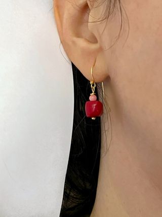 Pendientes coral rojo natural y auténtico