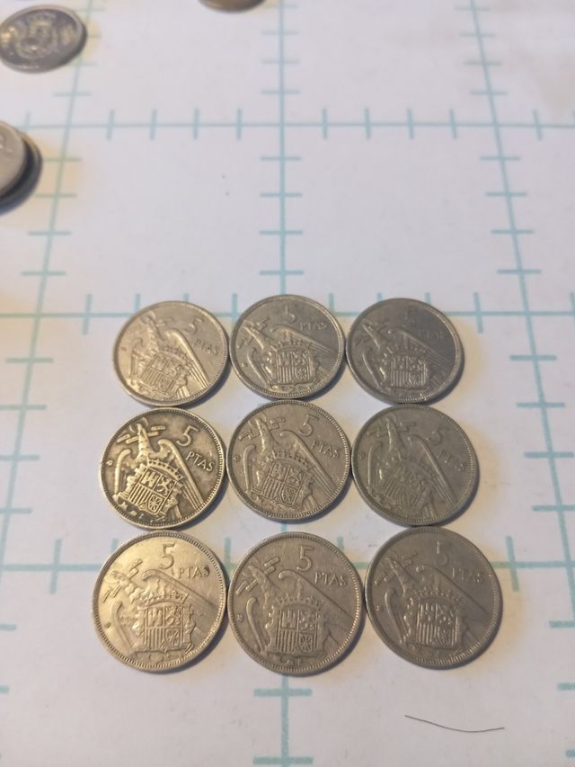 9 Monedas de 5 pesetas