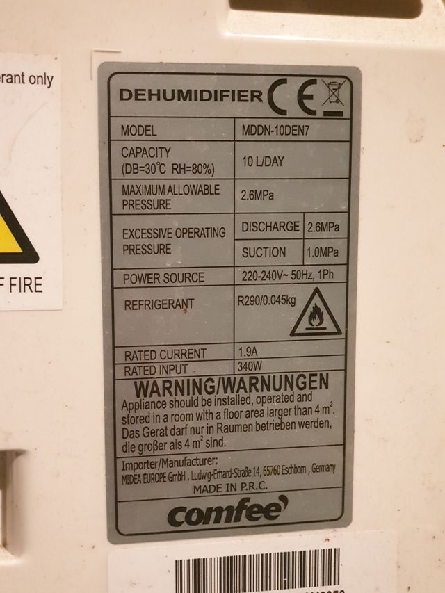 Deshumidificador comfee