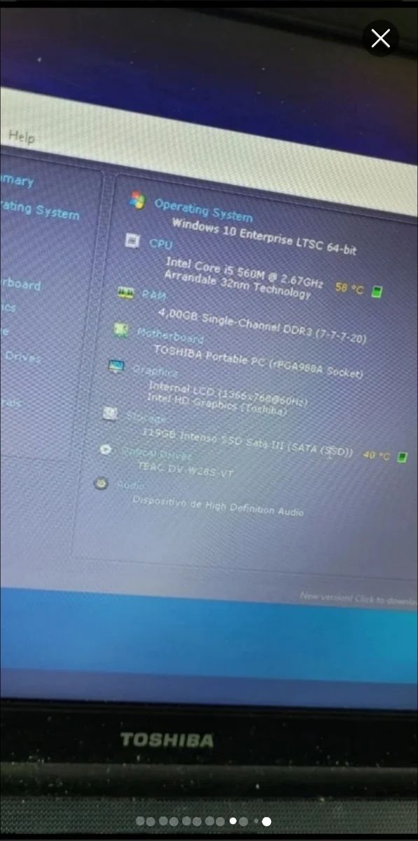 Ordenador portatil I5💪 thosiba SSD