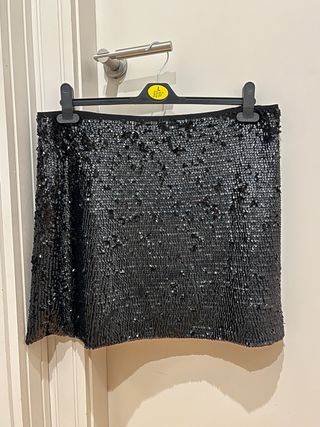 Mini falda fiesta lentejuelas negra