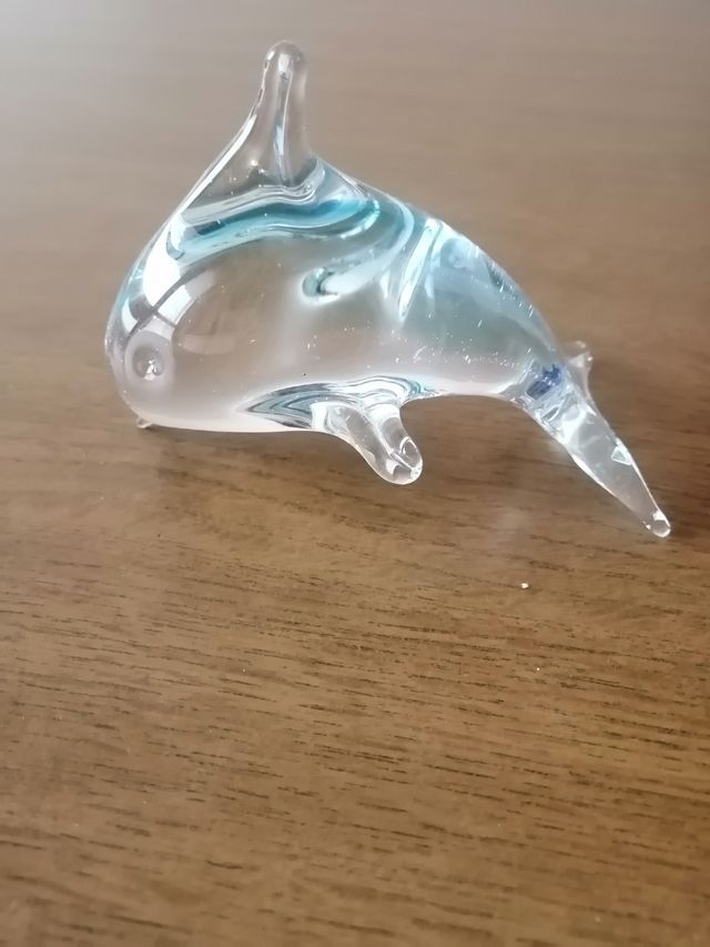 Delfino in vetro trasparente
