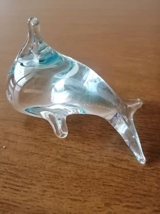 Delfino in vetro trasparente