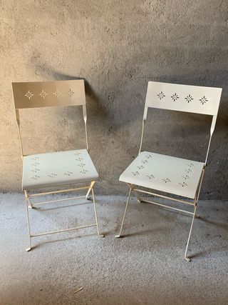 Coppia Di Sedie Metallo Pieghevoli Giardino Crema