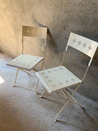 Coppia Di Sedie Metallo Pieghevoli Giardino Crema