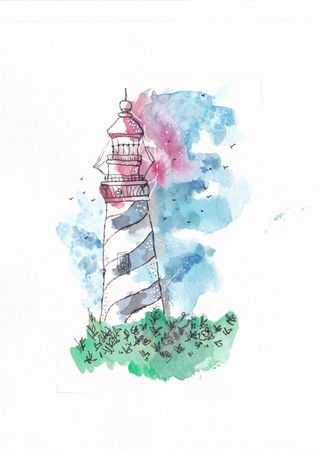 Arte. Lamina Acuarela Original Faro