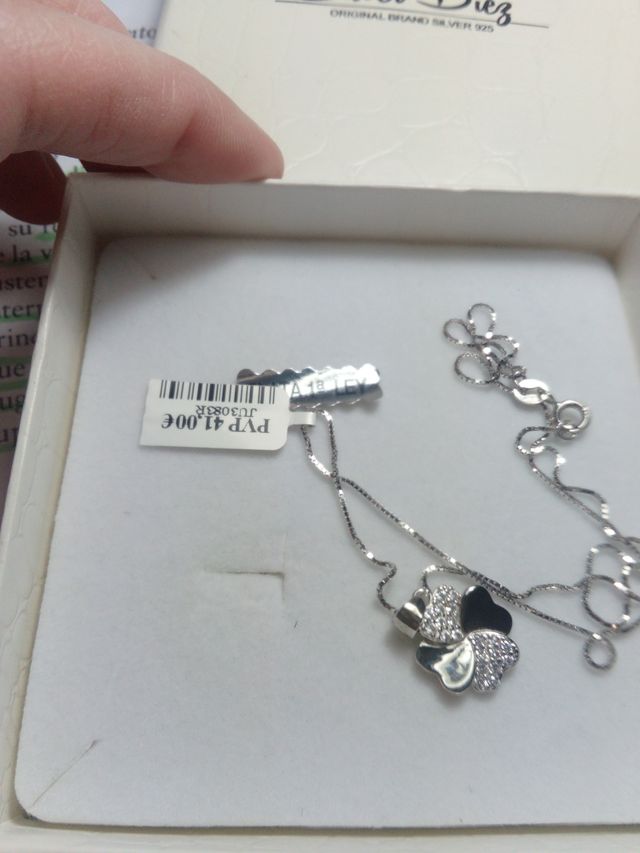 Colgante trebol plata