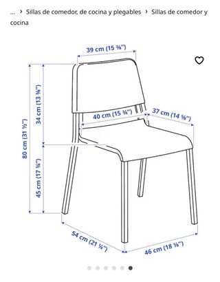 2 Sillas comedor ikea teodores blancas